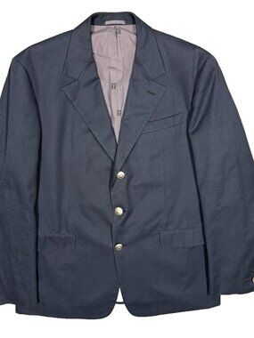 Louis Vuitton Paris Blazer 100% Cotton Sport Coat Made in Italy Logo Blue 46R